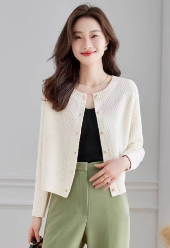 2024 New Knitted Cardigan Women's Spring Soft Waxy Sweater Jacket Top