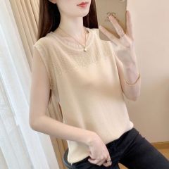 天貓品質吊帶女夏寬鬆冰絲無袖打底白色T恤女外穿潮百搭上衣