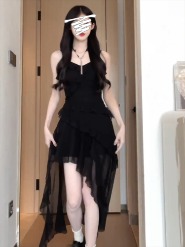 Matsumoto mourning butterfly skirt floral irregular suspender skirt early spring dress new ruffle skirt