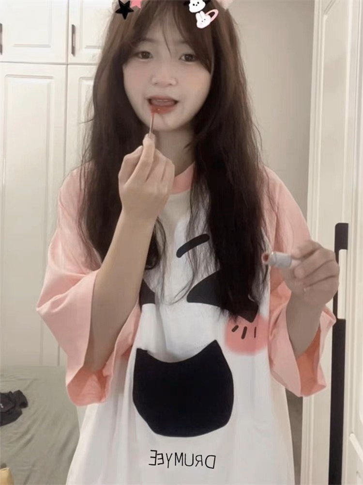 立體口袋純棉200克精梳緊密賽絡紡短袖t恤女