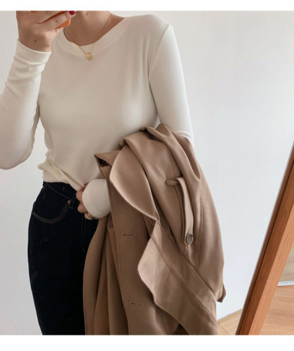 Women's Underwear, Early Spring, Round Neck, Multi-purpose, Long-sleeved T-shirt, Thickened, Warm, Tight-fitting, Fashionable, Inner Wear 