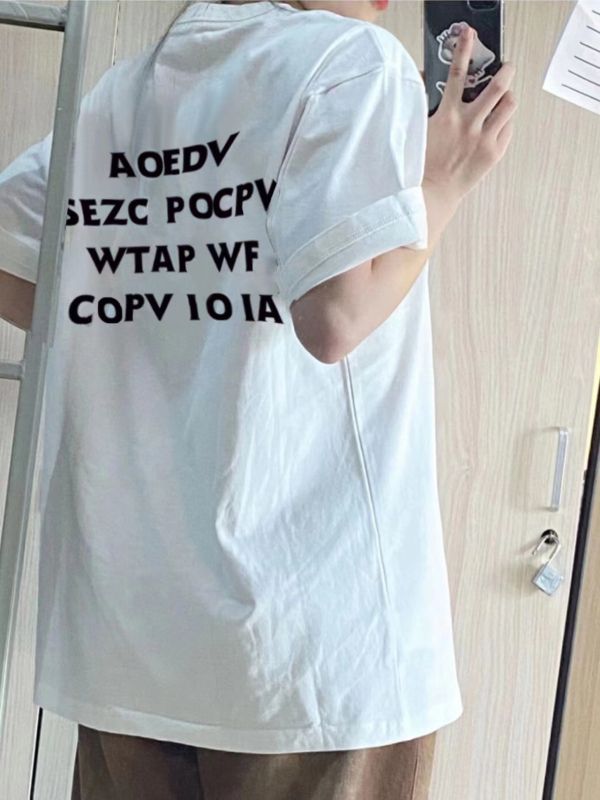美式正肩短袖t恤女夏季設計感小眾別致寬鬆oversize白色純棉上衣