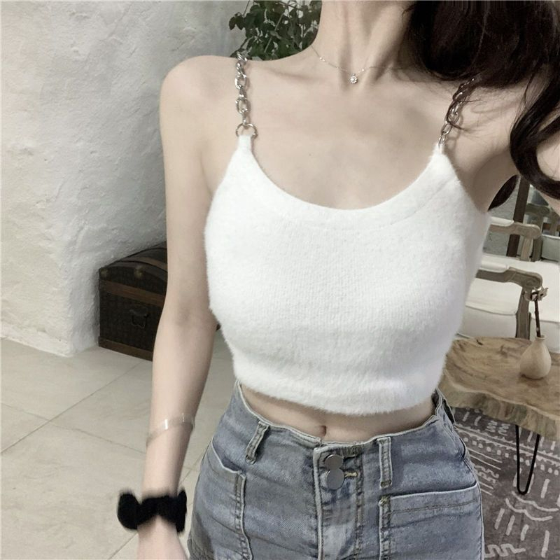 辣妹性感露背吊帶背心女夏季純欲無袖短款打底衫修身內搭上衣外穿