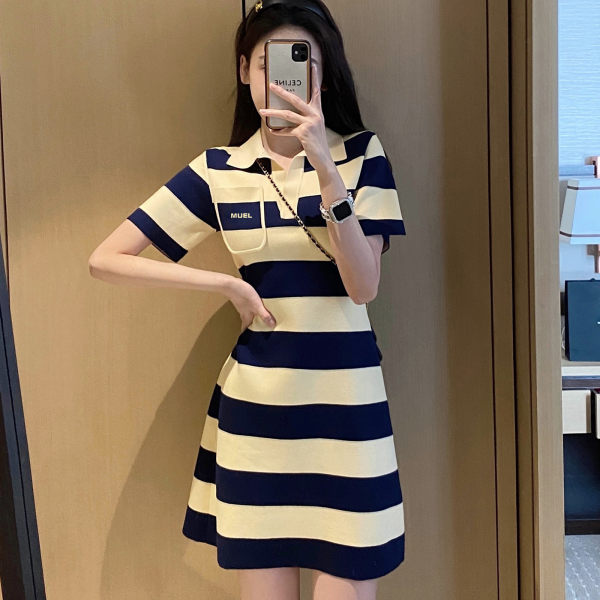 Polo連衣裙女夏季2024年新款法式小眾設計收腰顯瘦高級感休閒裙子