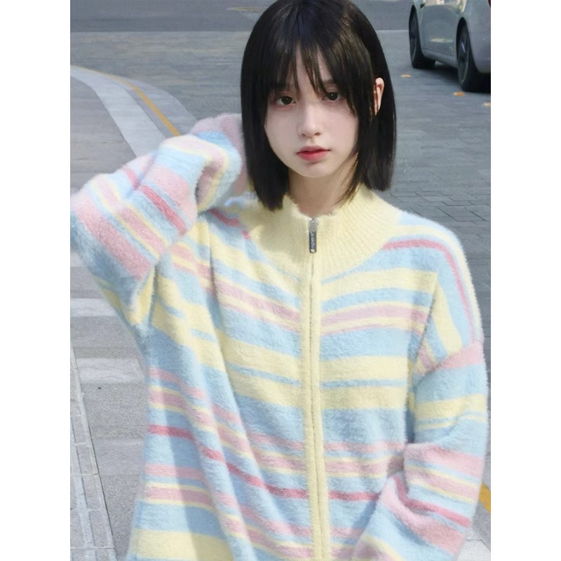 慵懶風ins軟糯開衫毛衣外套女秋冬季新款寬鬆外穿針織衫上衣