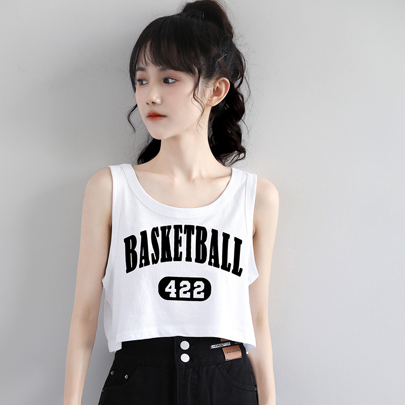 已出貨 純棉 美式運動背心T恤女春夏2024新款辣妹風字母