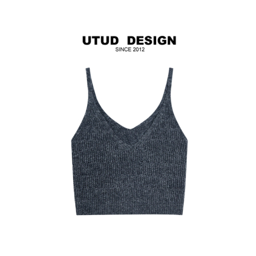 UTUD DESIGN Blogger wears layered wool knitted camisole women's spring design hollow top
