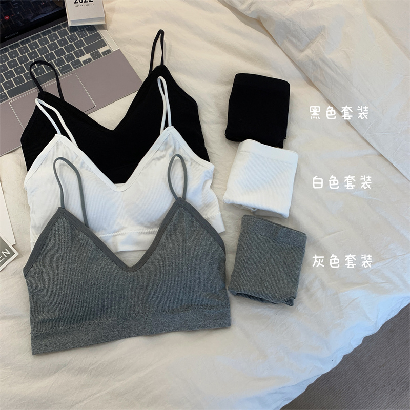 實拍胸罩內褲套裝少女聚攏無鋼圈性感抹胸美背吊帶內衣兩件套