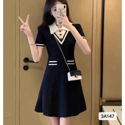 Polo連衣裙女夏季2024年新款收腰顯瘦名媛氣質設計感小眾短袖裙子
