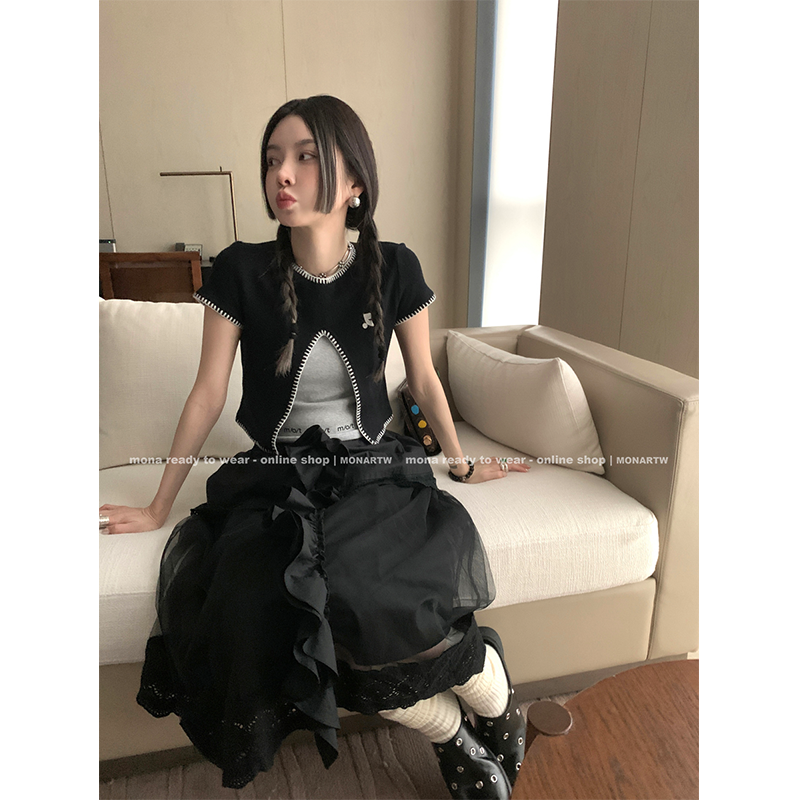 MONA◆2/15新款 小眾不撞款個性開叉冷淡系獨特别致針織t恤上衣女