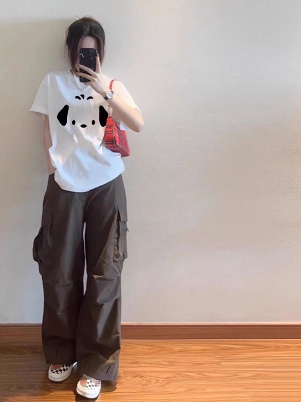美式復古春秋磨毛短袖白色t恤女夏oversize寬鬆純棉半袖重磅上衣