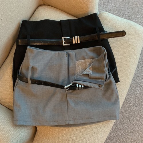 Real shot Korean version of the internet celebrity spicy girl small waist high waist temperament half skirt buttocks suit skirt 