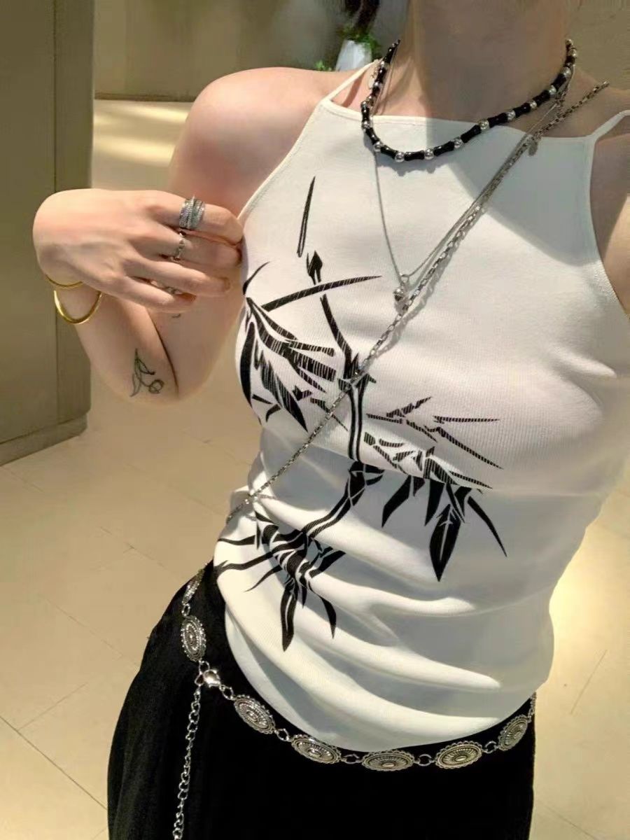 國風吊帶背心女夏新款辣妹設計感小眾別致新中式外穿無袖掛脖上衣