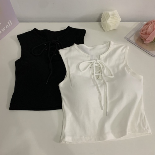 Real shot of early spring personalized rope sexy solid color camisole versatile with breast pads and inner top for beautiful back