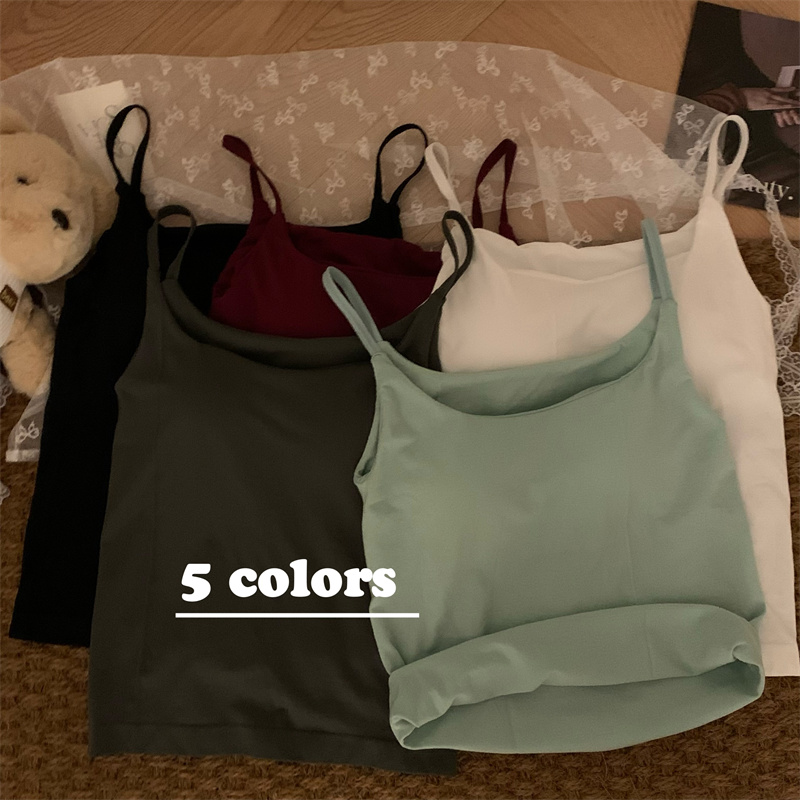 Actual shot of small camisole for women, spring and summer Korean version, versatile, slim and elegant, sleeveless bottoming shirt for outer wear
