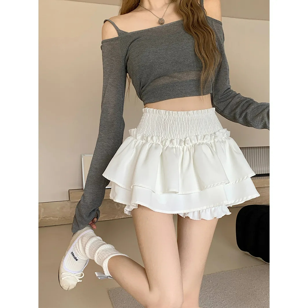 芭蕾風半身裙女春季韓版2024新款高腰顯瘦設計感甜辣蛋糕蓬蓬短裙