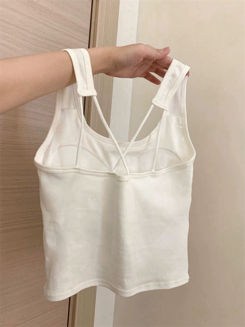 白色小吊帶女夏內搭帶胸墊文胸內衣一體顯瘦打底美背外穿背心上衣