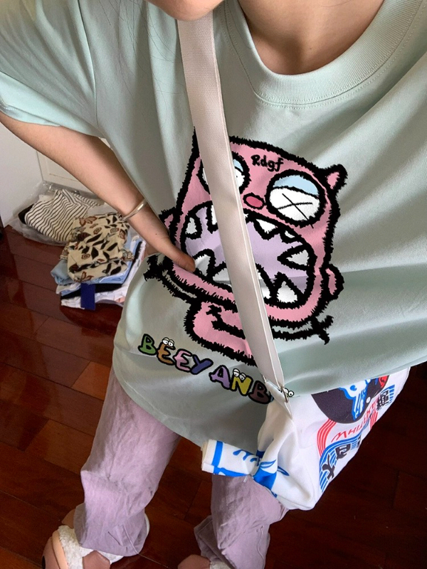 別致甜辣很仙的薄荷綠純棉短袖t恤女2024新款小個子寬鬆內搭上衣