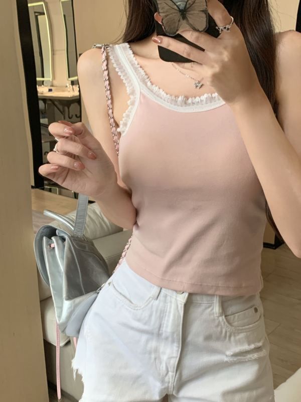 吊帶背心女內搭2024新款春夏蕾絲多巴胺打底美背純欲辣妹外穿上衣