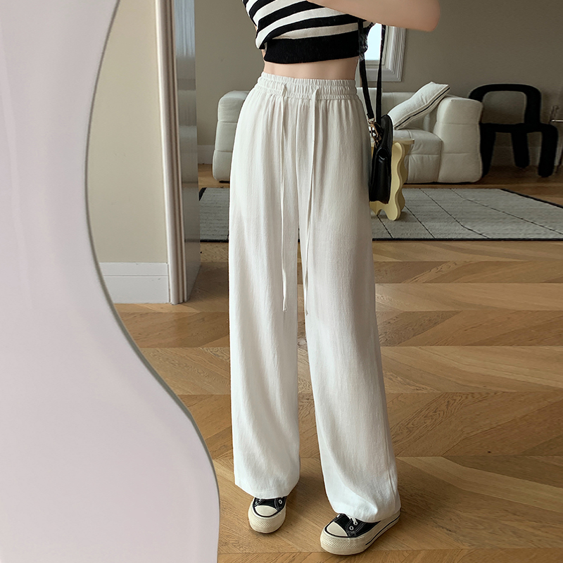 Actual shot of spring and summer new linen wide-leg pants for women, loose casual pants, cotton and linen college style pants, long pants for women
