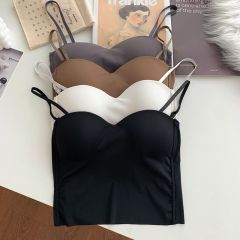 Real shot of ice silk sports camisole women's inner wear design niche outer wear beautiful back slim short hot girl top