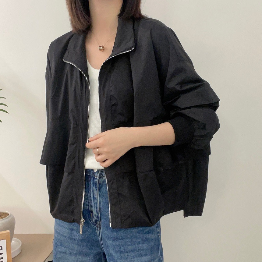 2024新春立領拉鏈防曬衣女春夏新薄款女裝時尚洋氣短款外套潮