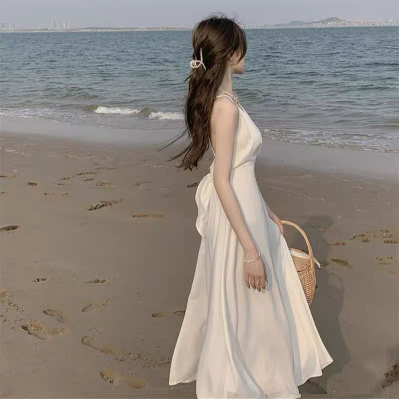 法式赫本宮廷風泡泡袖連衣裙女春夏高級感重工提花拼接收腰長裙子