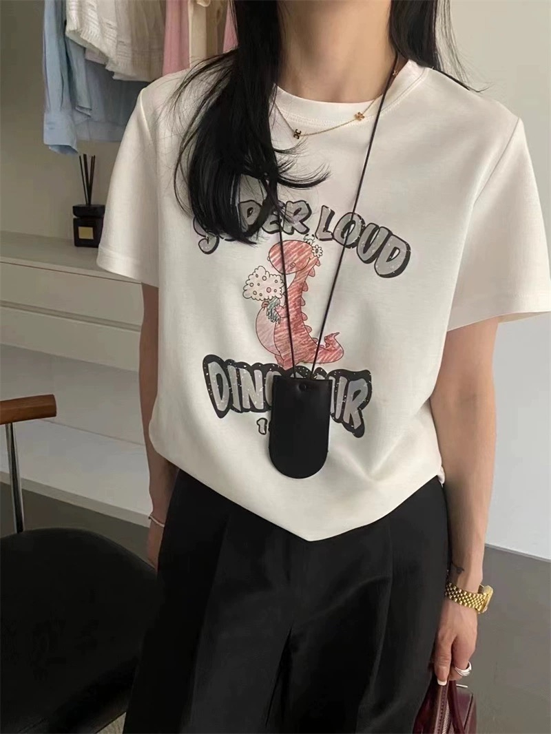 童趣一刻！韓國小恐龍印花短袖T恤 春夏內搭上衣tee