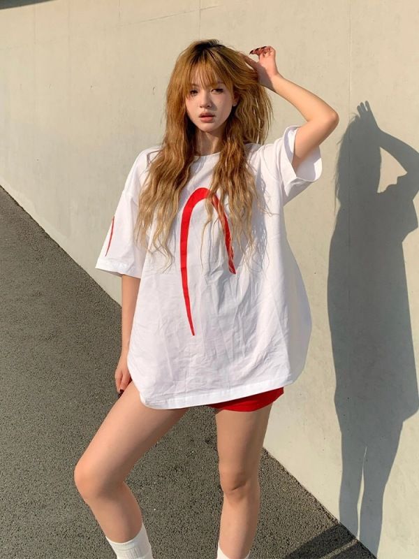 美式高街白色T恤女2024夏季字母印花寬鬆重磅潮牌純棉短袖上衣ins
