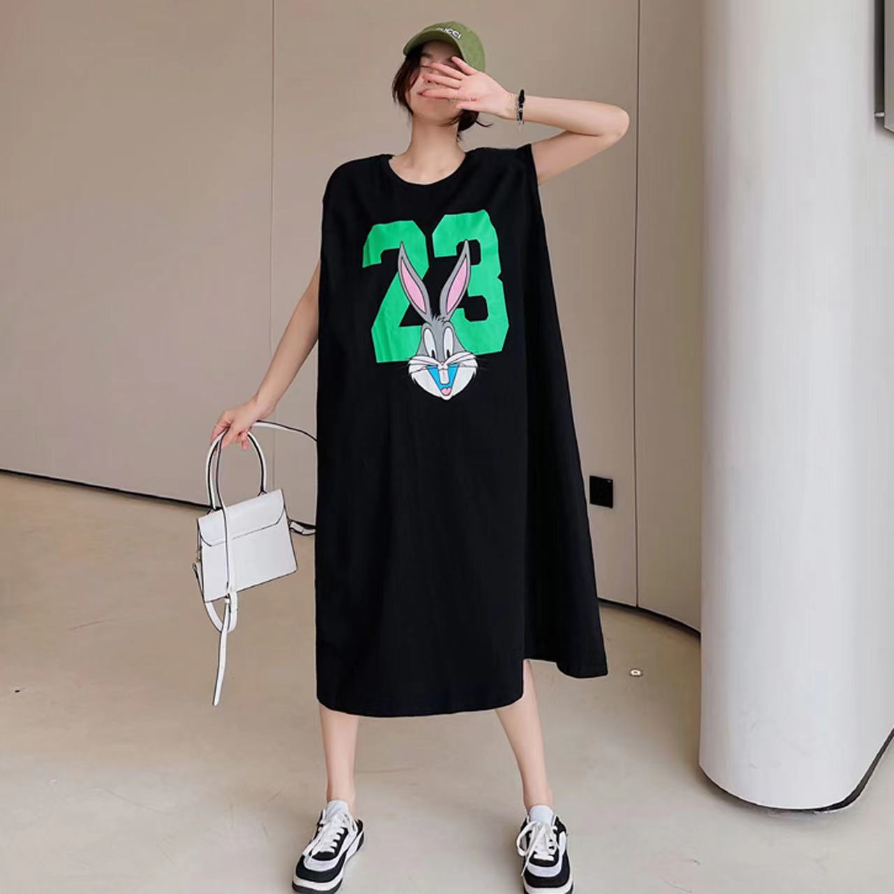 夏季新款無袖T恤中長款個性甜酷上衣女背心裙