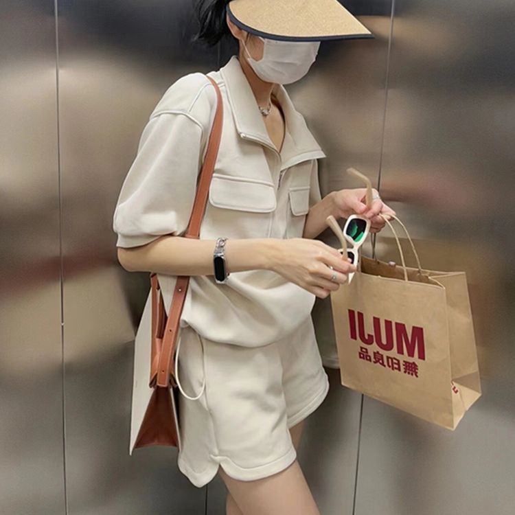 休閒運動套裝女夏季時尚炸街小個子穿搭一整套衛衣短袖短褲兩件套