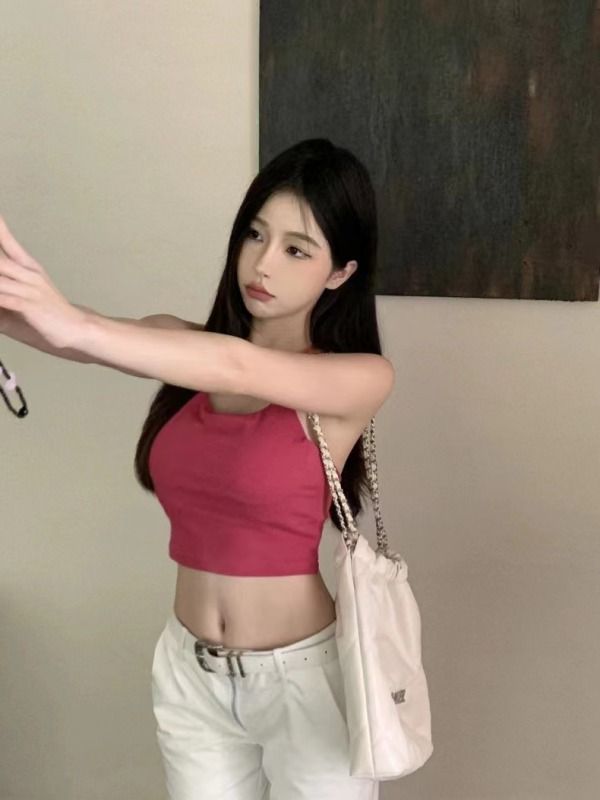 實拍U領顯瘦含胸墊內搭吊帶背心女打底秋冬修身無袖上衣