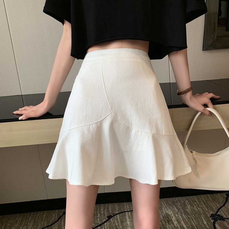 大碼女裝胖MM高腰顯瘦荷葉邊魚尾裙A字半身裙短裙 M-4XL200斤
