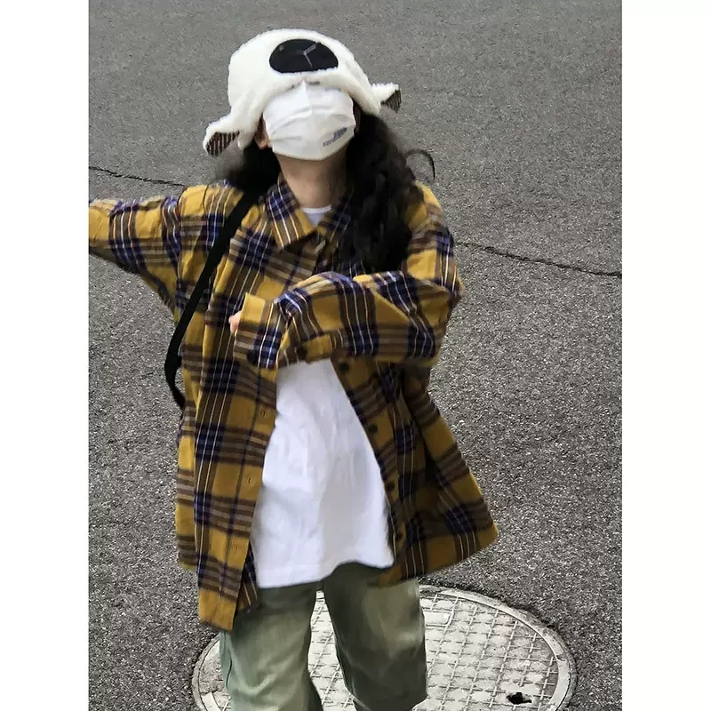 300斤胖mm春秋格子襯衫大碼外套襯衣