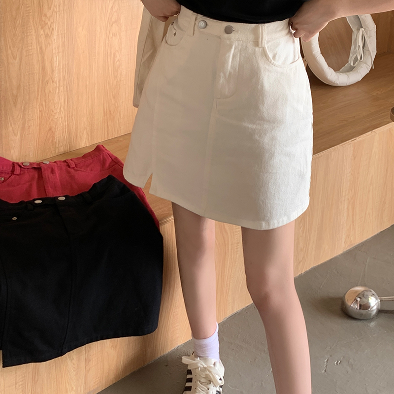 7295 Real shot of plus size women's A-line skirt, pear-shaped body niche, anti-exposure, hip-covering short skirt