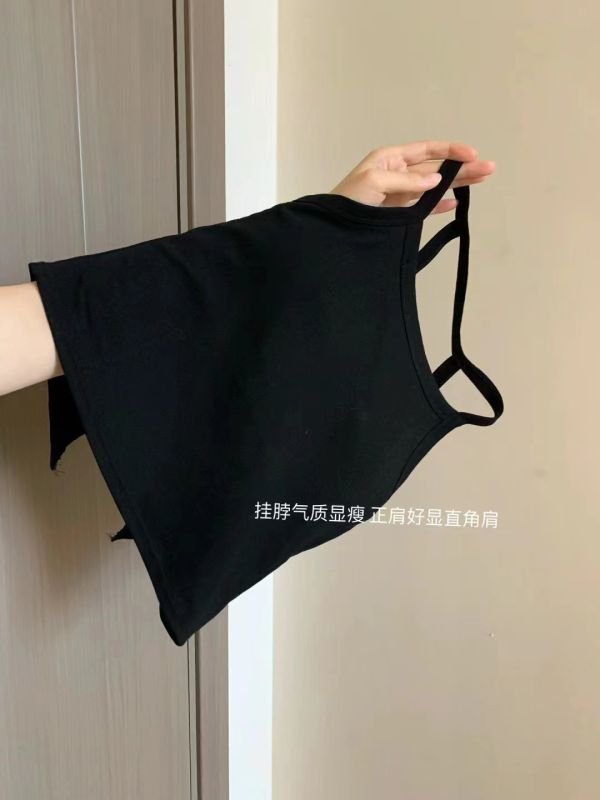 開叉美背吊帶背心女內搭黑色抹胸運動內衣帶胸墊性感修身瑜伽上衣