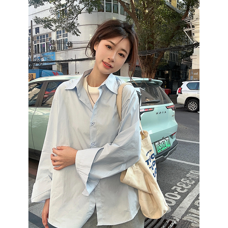 實拍  復古港味襯衫高級設計感小眾長袖襯衣女上衣
