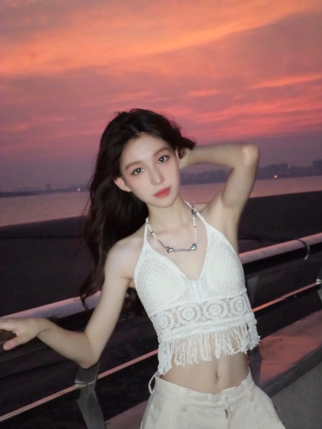 白水 編織吊帶背心女設計感外穿海邊美背掛脖系帶白色胸墊上衣女