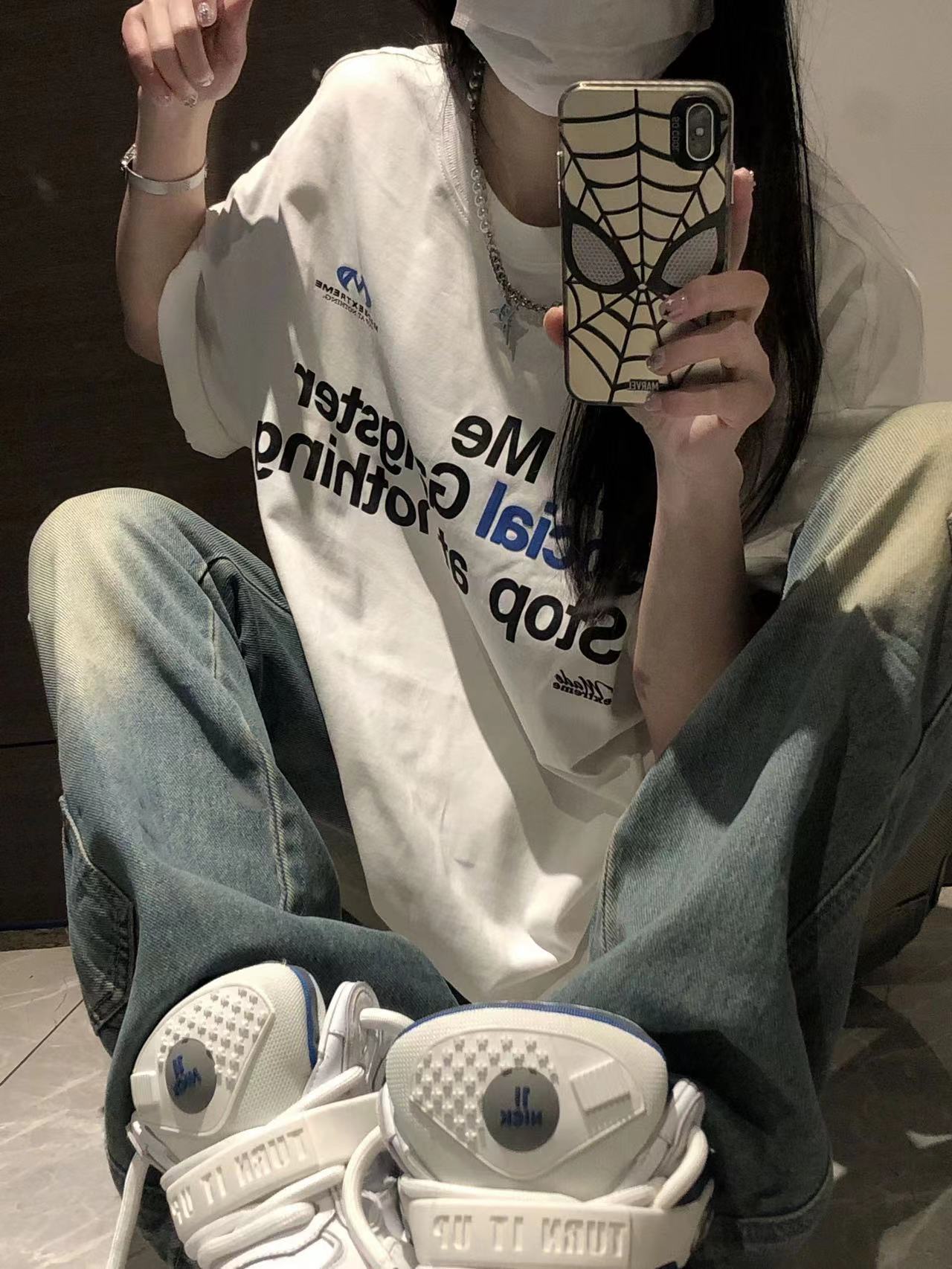 高質量純棉220克精梳緊密手感好直播品質前印花短袖t恤女