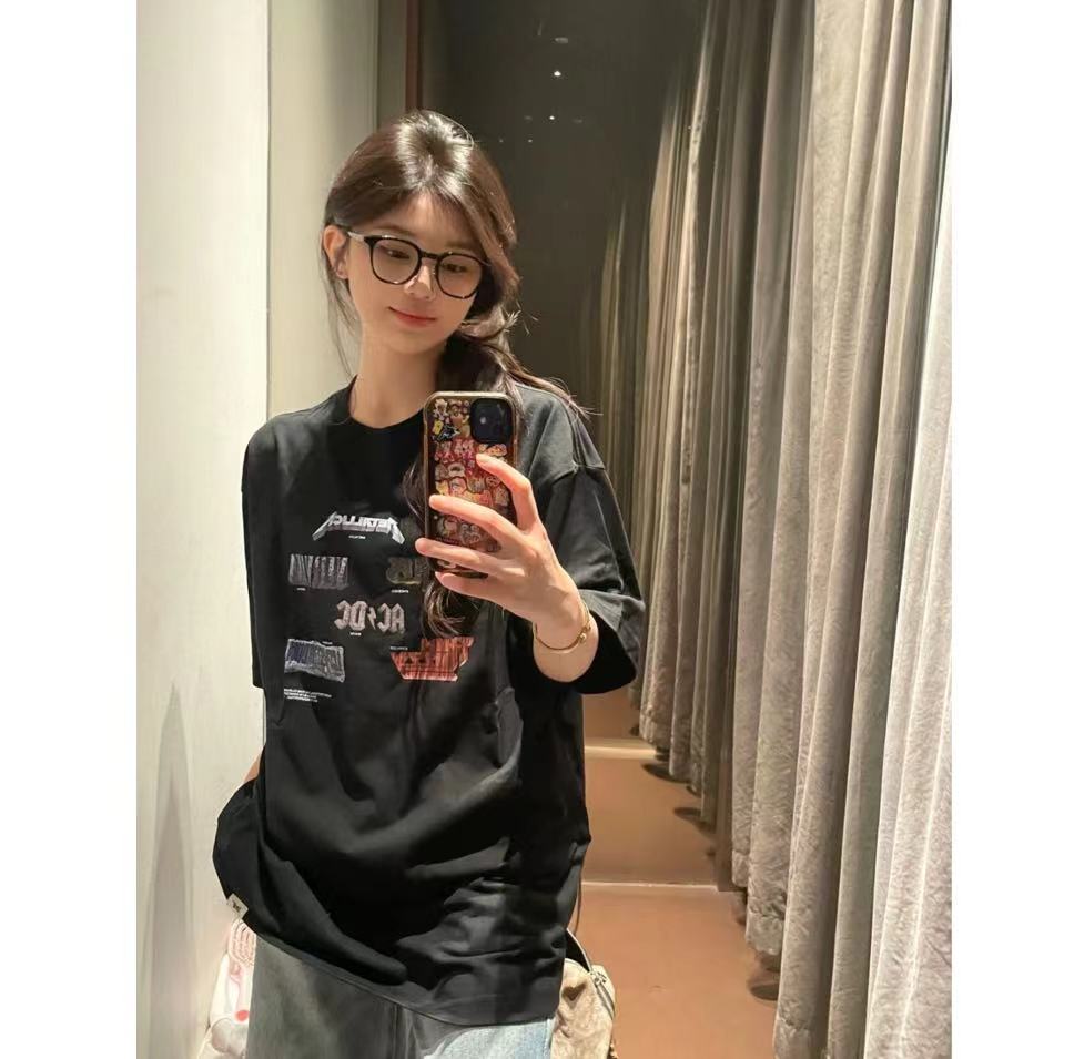 高質量純棉220克精梳緊密手感好直播品質前印花短袖t恤女