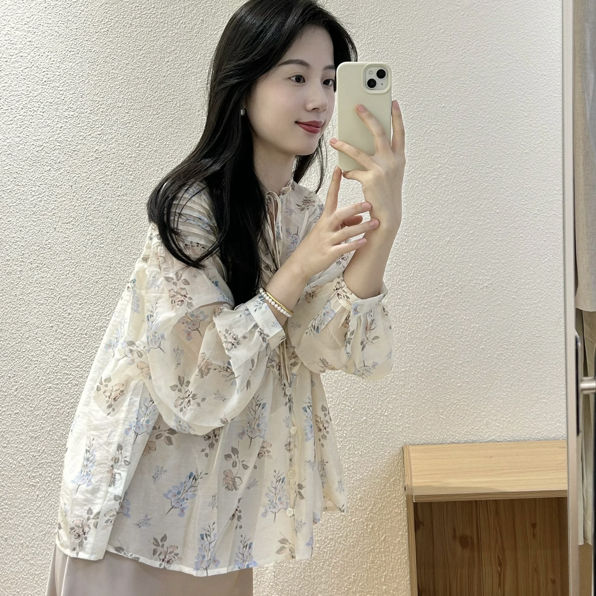 法式溫柔浪漫碎花襯衫女帶壓褶氣質甜美2024高腰顯瘦半身裙套裝
