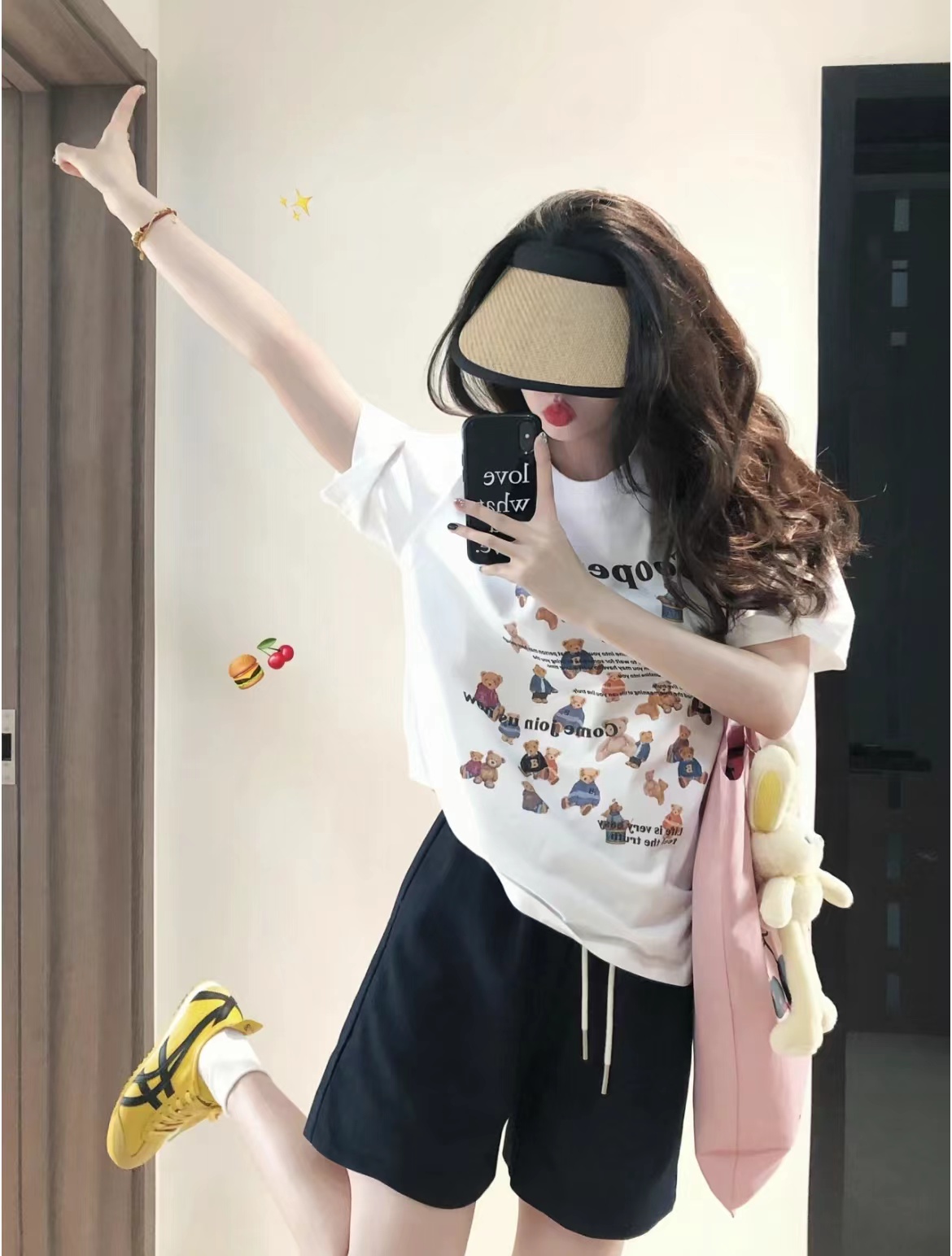 高質量純棉220克精梳緊密手感好直播品質前印花短袖t恤女