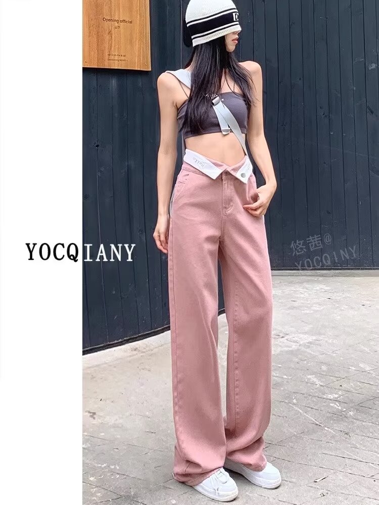 復古直筒牛仔褲女春夏款2024新款小個子高腰拖地褲寬鬆闊腿褲