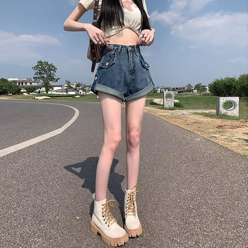 美式高街褲子女夏季新款潮流百搭寬鬆運動休閒褲潮牌牛仔短褲