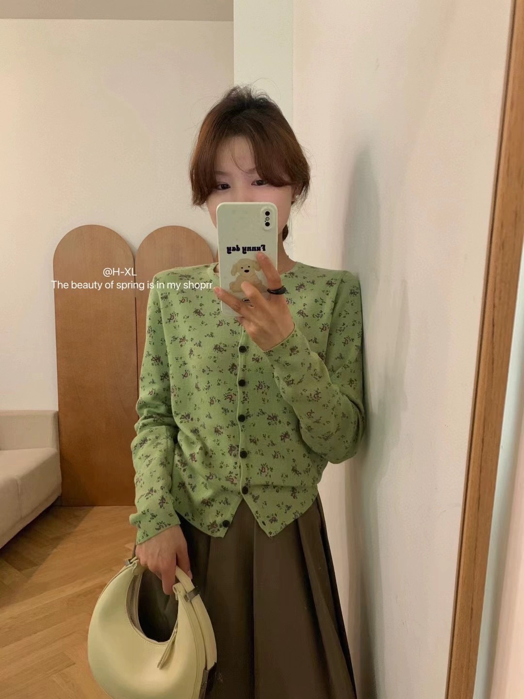 H-XL甜美小碎花修身長袖T恤女2024新款百搭內搭疊穿打底衫上衣