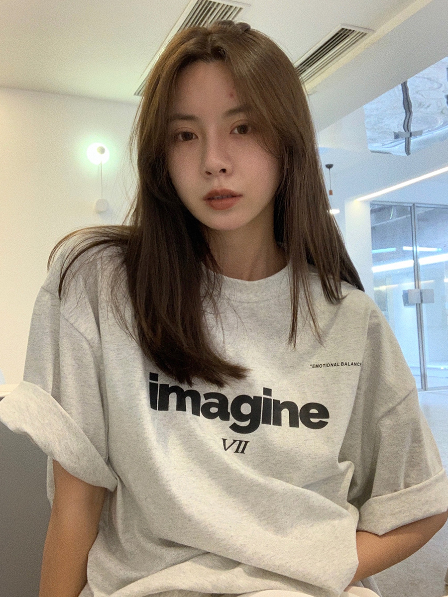 官圖 重磅/精梳純棉 後包領 有縫邊 S-XXXL 夏裝短袖T恤女