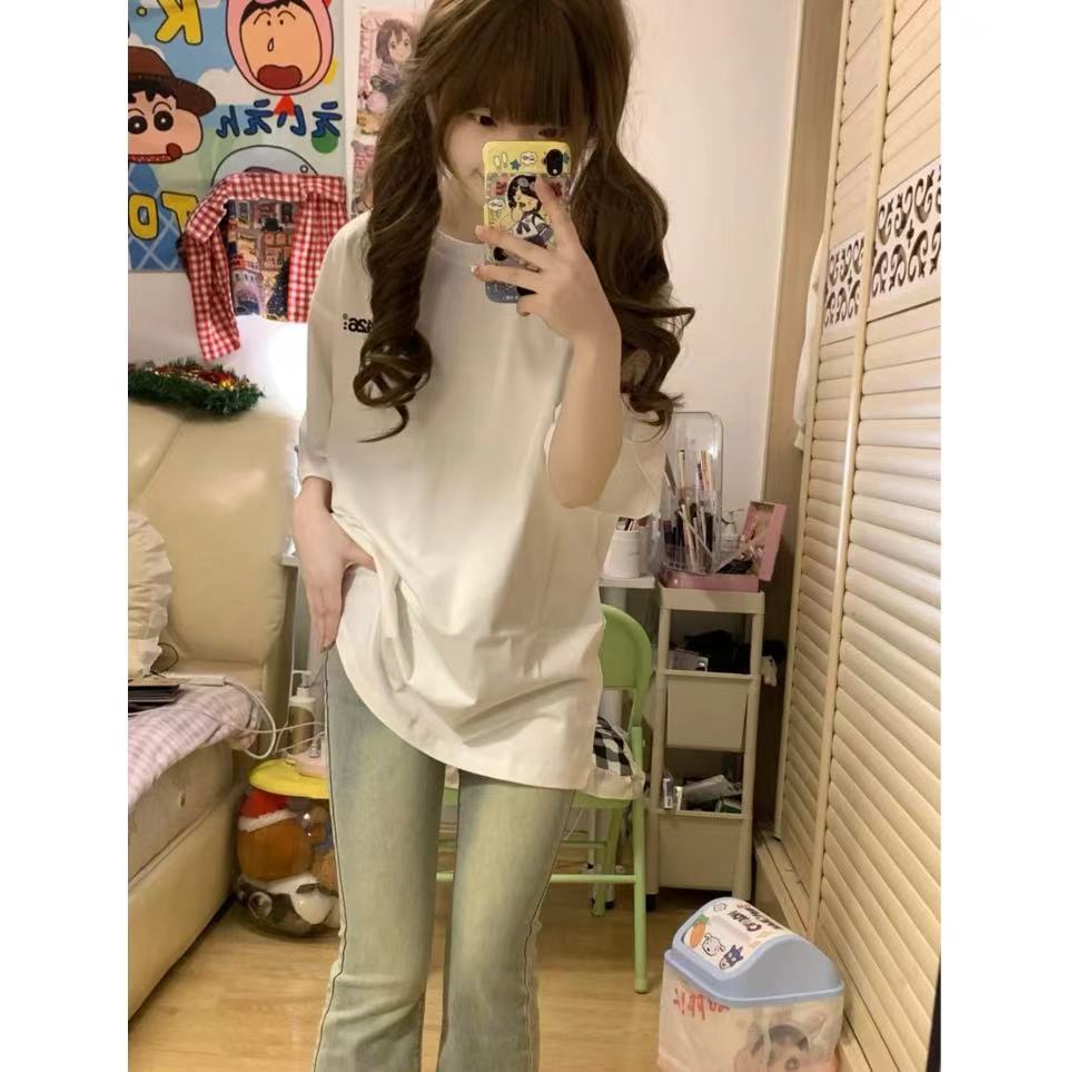 高質量純棉220克精梳緊密手感好直播品質前後印花短袖t恤女