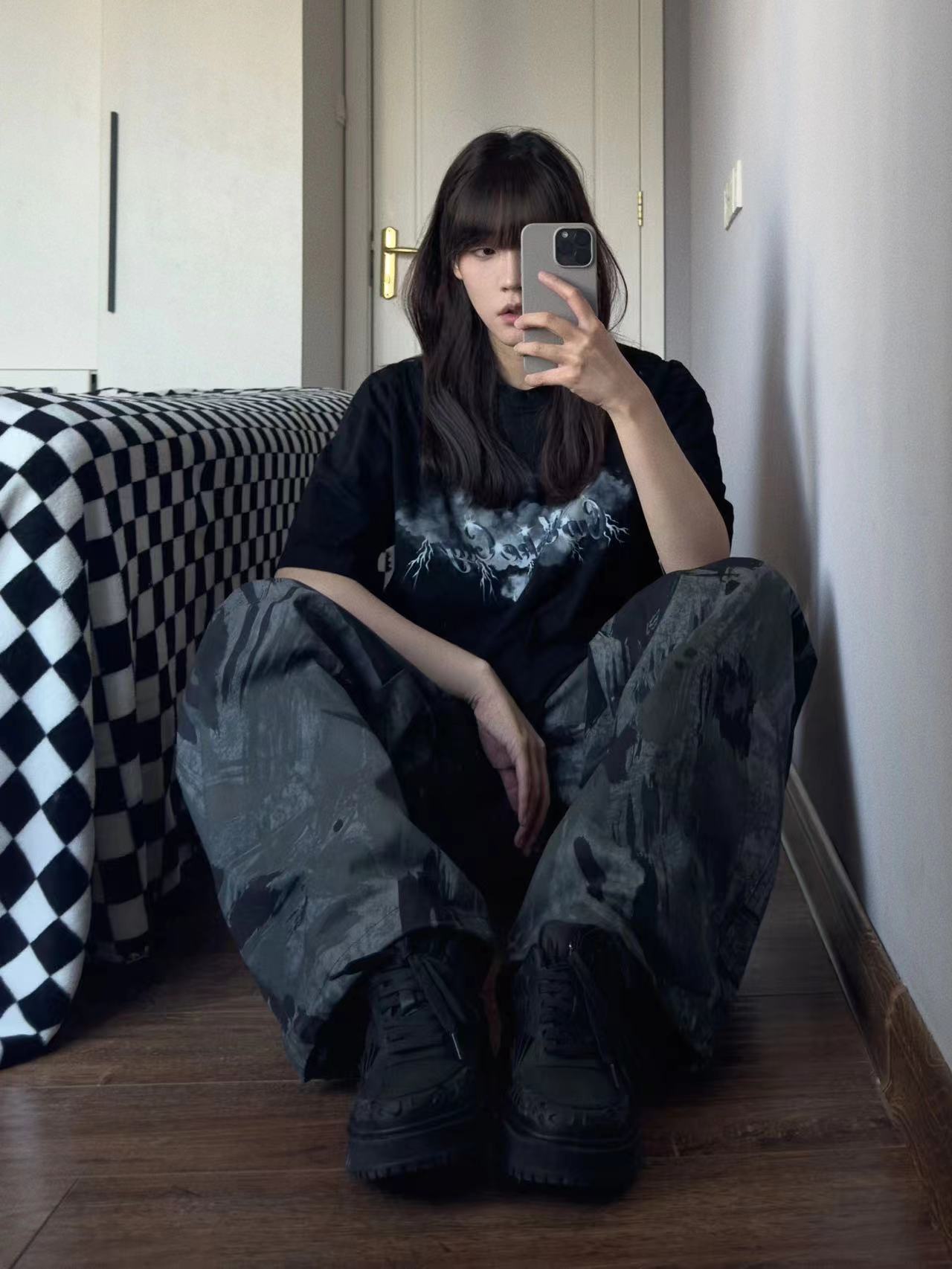 高質量純棉220克精梳緊密手感好直播品質前印花短袖t恤女