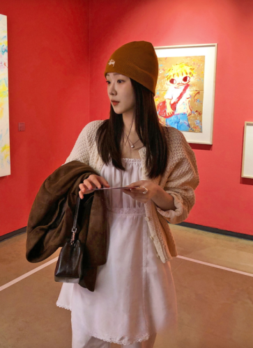 韩国chic春日气质 花边蕾丝 拼接吊带连衣裙