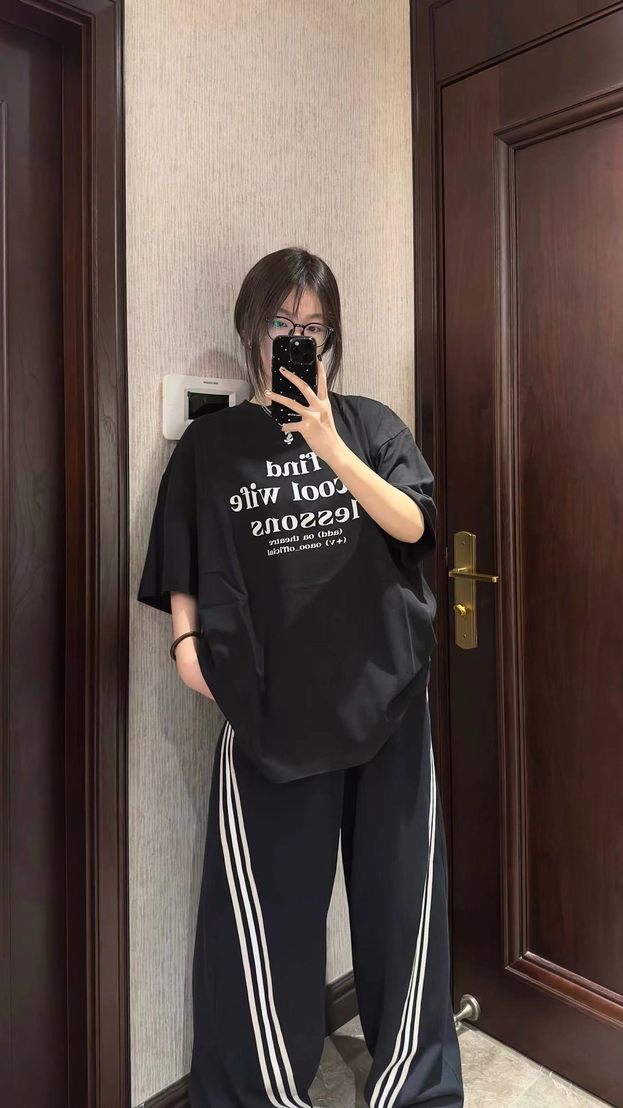 高質量純棉220克精梳緊密手感好直播品質前印花短袖t恤女